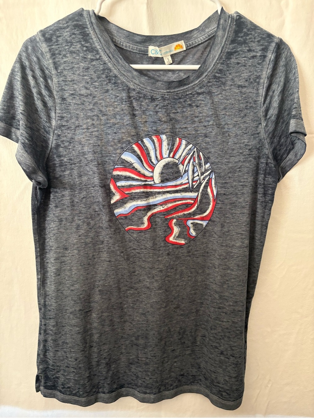 C&C California Navy Short-Sleeve Graphic Tee with Red & White Accent